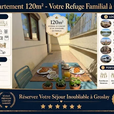 Lumineux 3chambres,15mn paris, terrasse, parking Groslay